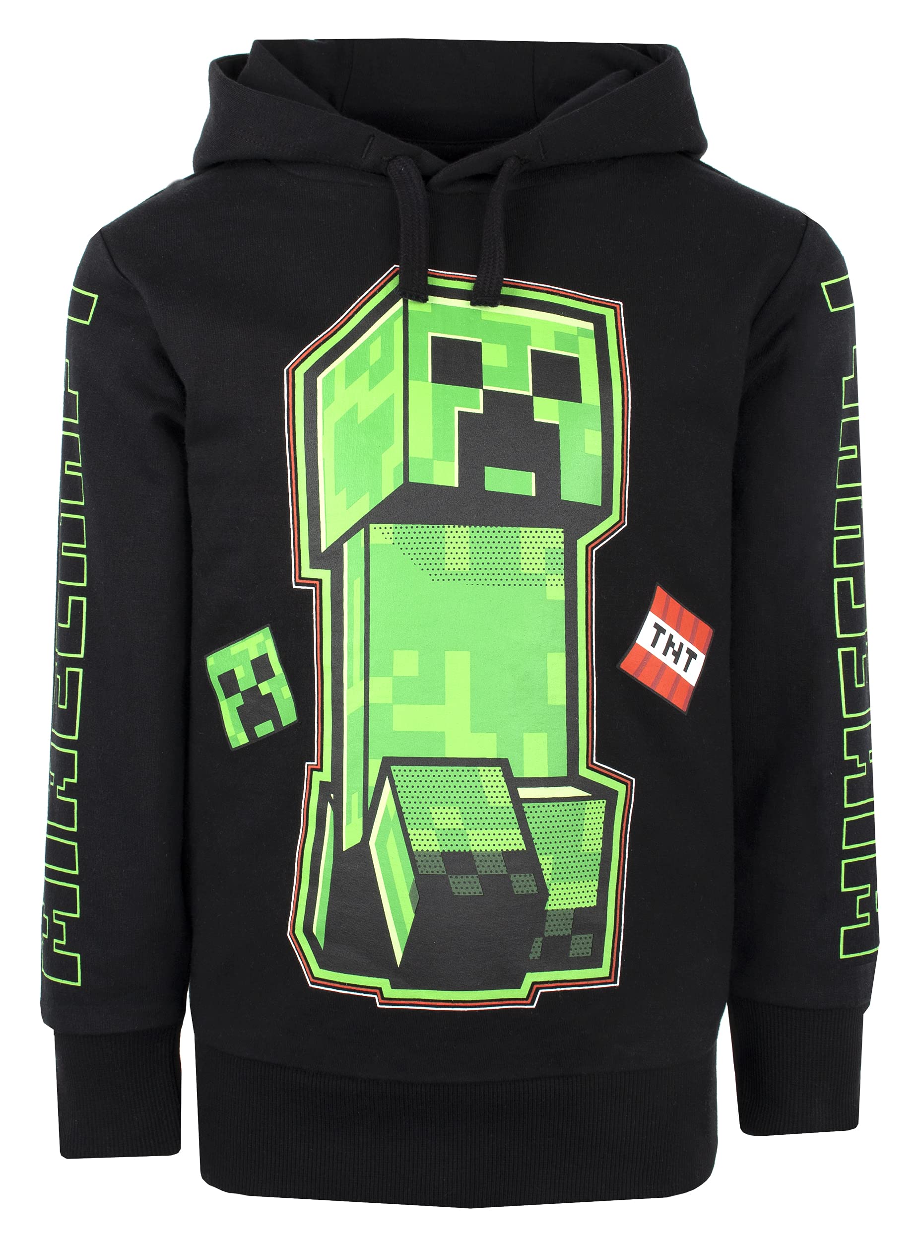Minecraft Boys Black - Hoodie - Hoodie Game Kids Hoodie Clothing Featuring Creeper Gifts - Age 9-10 Years