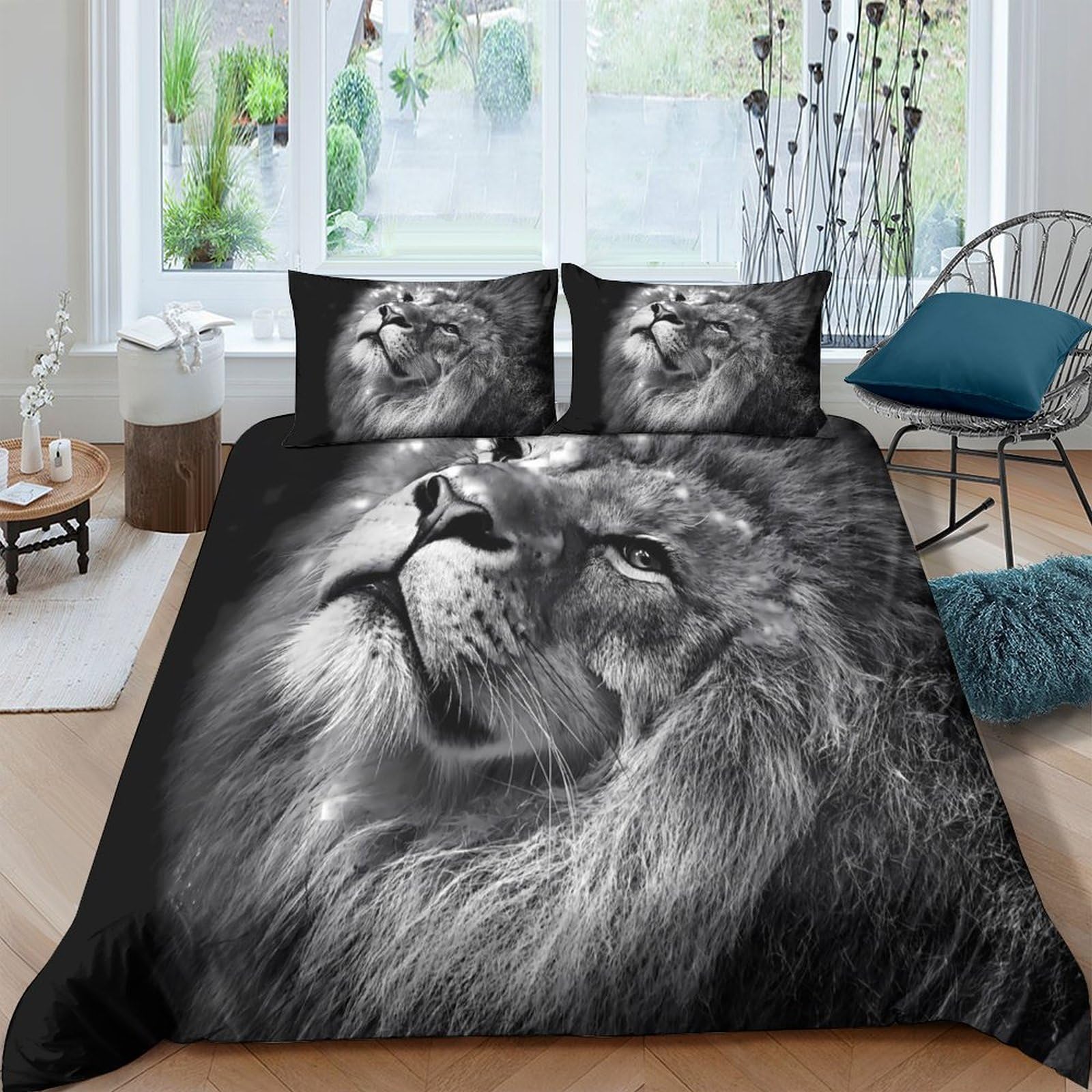 Ctjqhvkz Style-2 3D Printed Majestic Lion Fitted Sheet Microfiber Soft Durable Wild Animal Bed Cover For Bedroom Dorm Mattress Protection Decor Single（135X200cm）