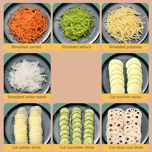 Miniatura 3 de Rallador giratorio manual, rebanador de verduras, rotación de arranque manual, rallador de verduras, triturador de queso con 3 tipos de cuchillas,