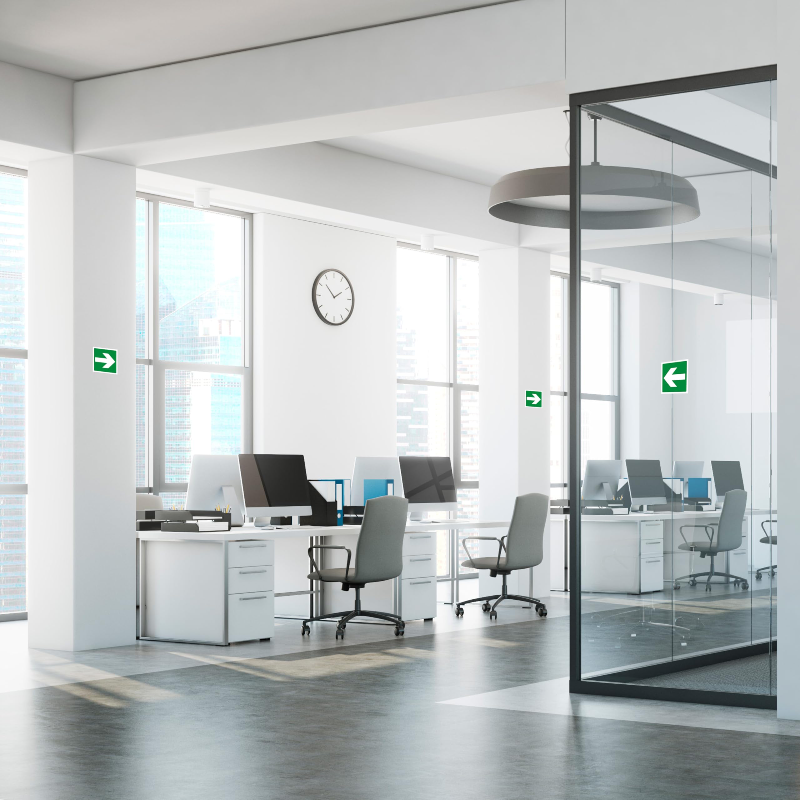 12 Adesivi Frecce Uscita Emergenza formato cm 12x12 | Segnaletica Uscita di Sicurezza | 12 pz