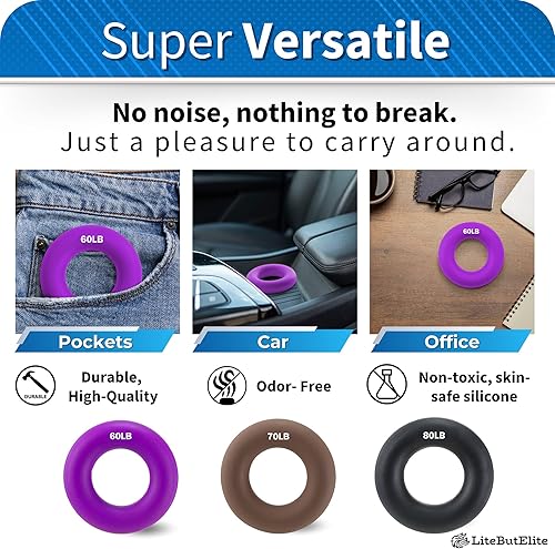 Miniatura 7 de Kit de entrenamiento de fuerza de agarre, fortalecedor eficaz de antebrazo para ejercicio de manos y dedos, ejercitadores ideales para fuerza de