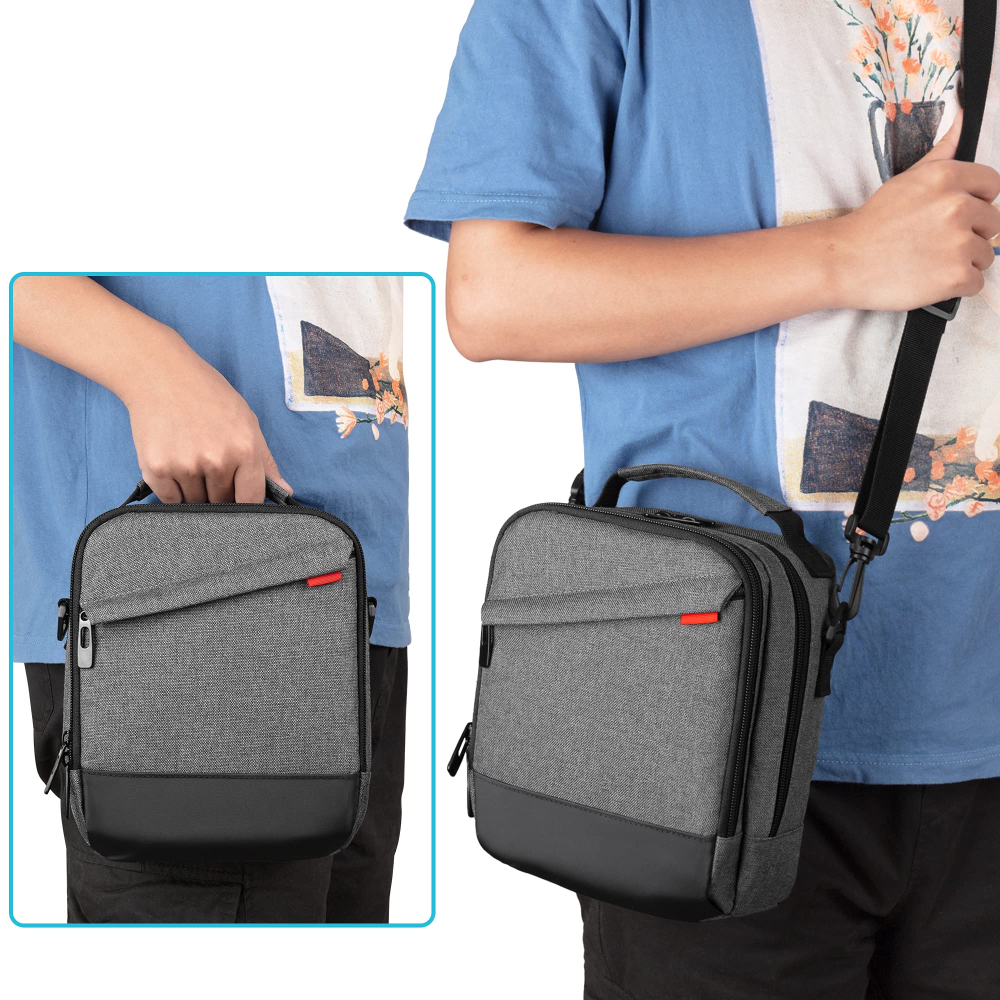 CURMIO Borsa termica per insulina da viaggio, borsa per alimenti per il diabete con tracolla per penna per insulina, glucometro e forniture per diabetici, Grigia (solo borsa)
