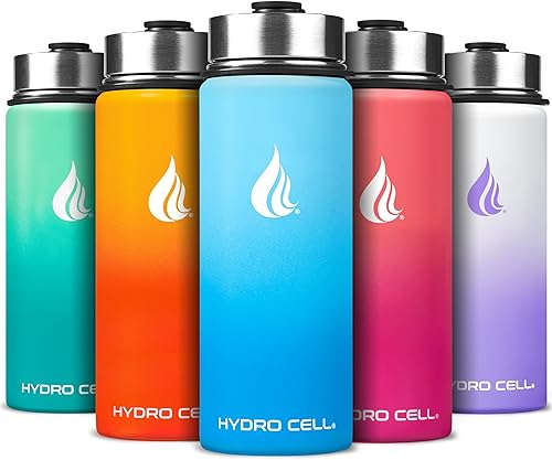 Miniatura 103 de HYDRO CELL Botella de agua aislada de acero inoxidable con pajilla, para bebidas frías y calientes, frasco de vacío de metal con tapa de rosca y