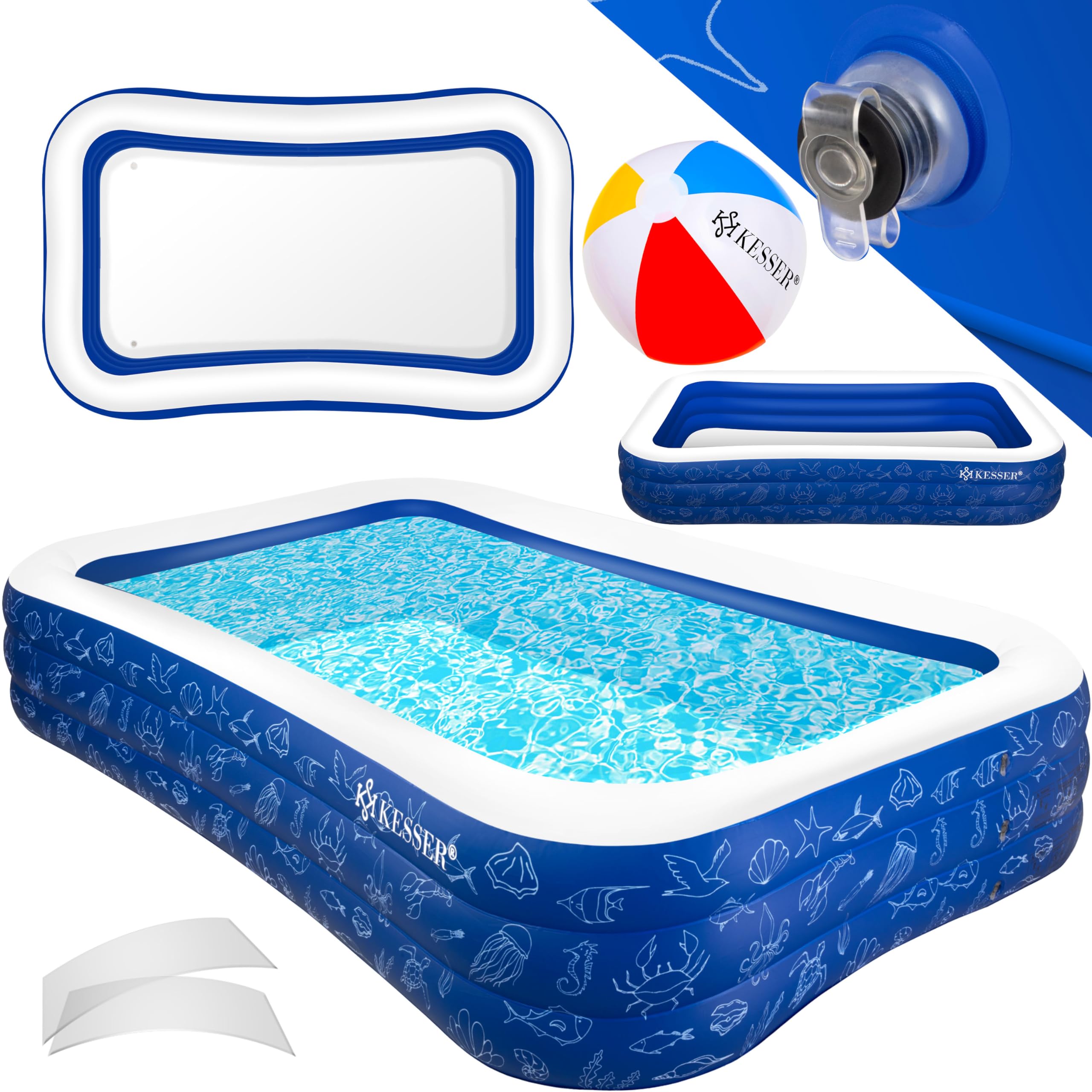 KESSER® Piscina Inflable Familiar para niños y Adultos, Piscina de jardín, Piscina Familiar, Verano, 305 x 183 x 56 cm, Piscina Infantil 1180 litros de Capacidad para niños