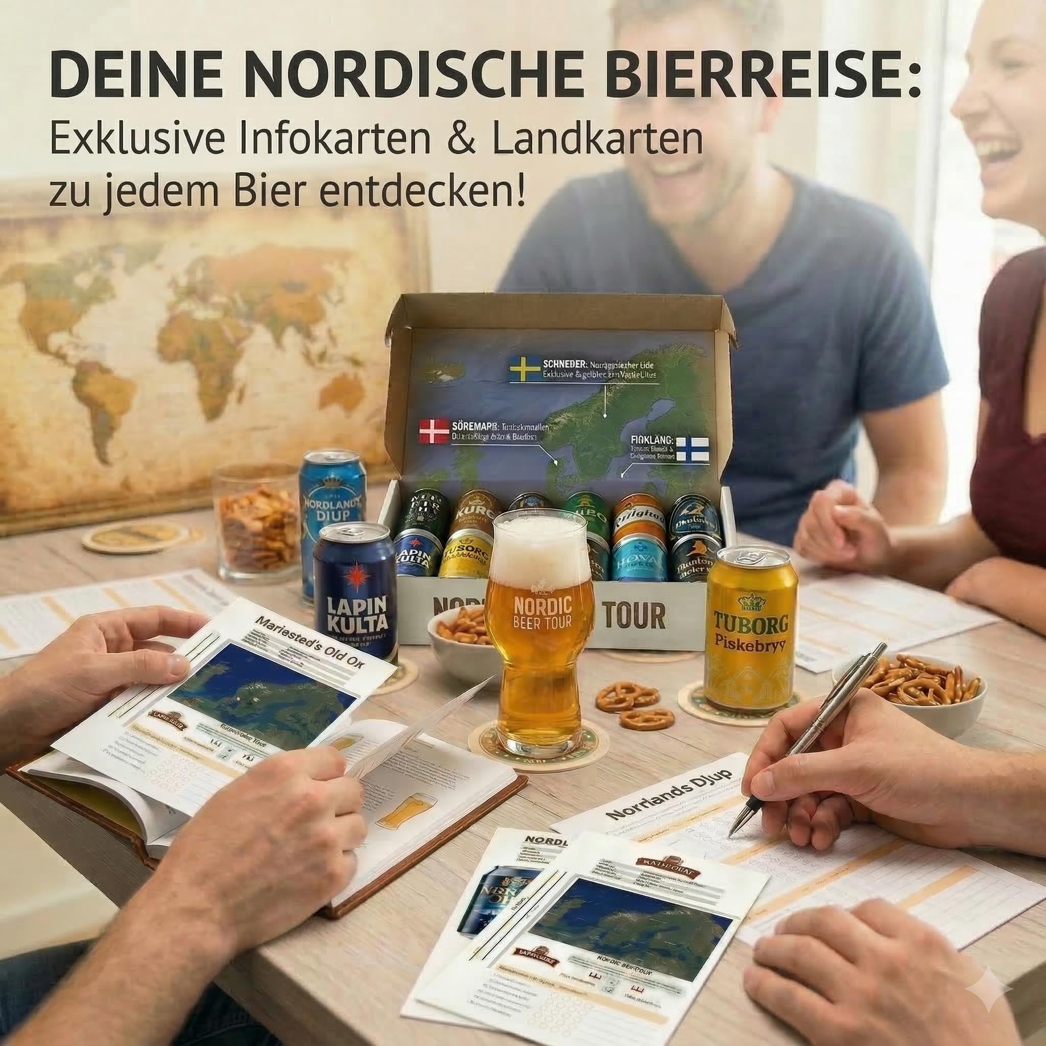 Nohawa Nordic Beer Tour Bier Probierpaket 12 x 0,33 l – Skandinavisches Beer Geschenkset mit 10 festen + 2 saisonalen Sorten – Bier Geschenkbox aus Dänemark, Schweden, Finnland