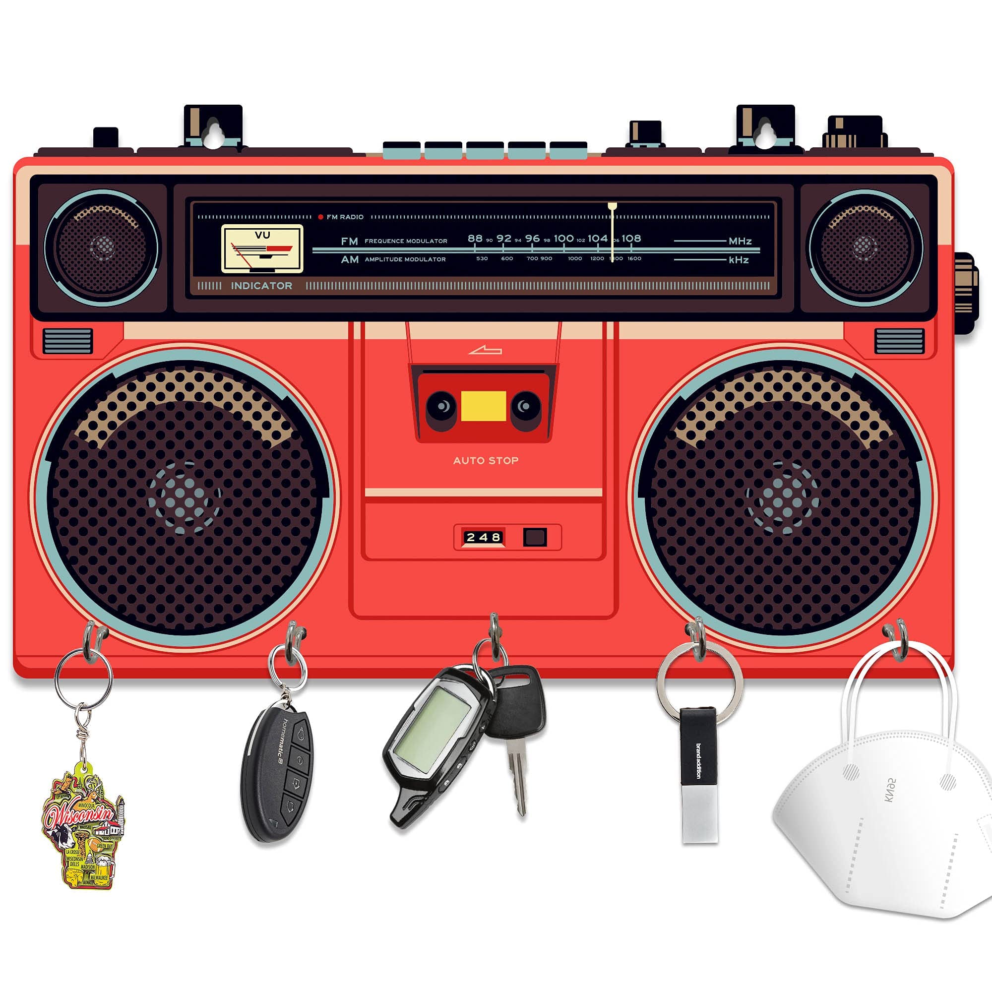 RAG28Designer Wall Mount Wooden Key Holder for Home, Key Stand, Size: 9.5 X 5.5 Inches, KH2