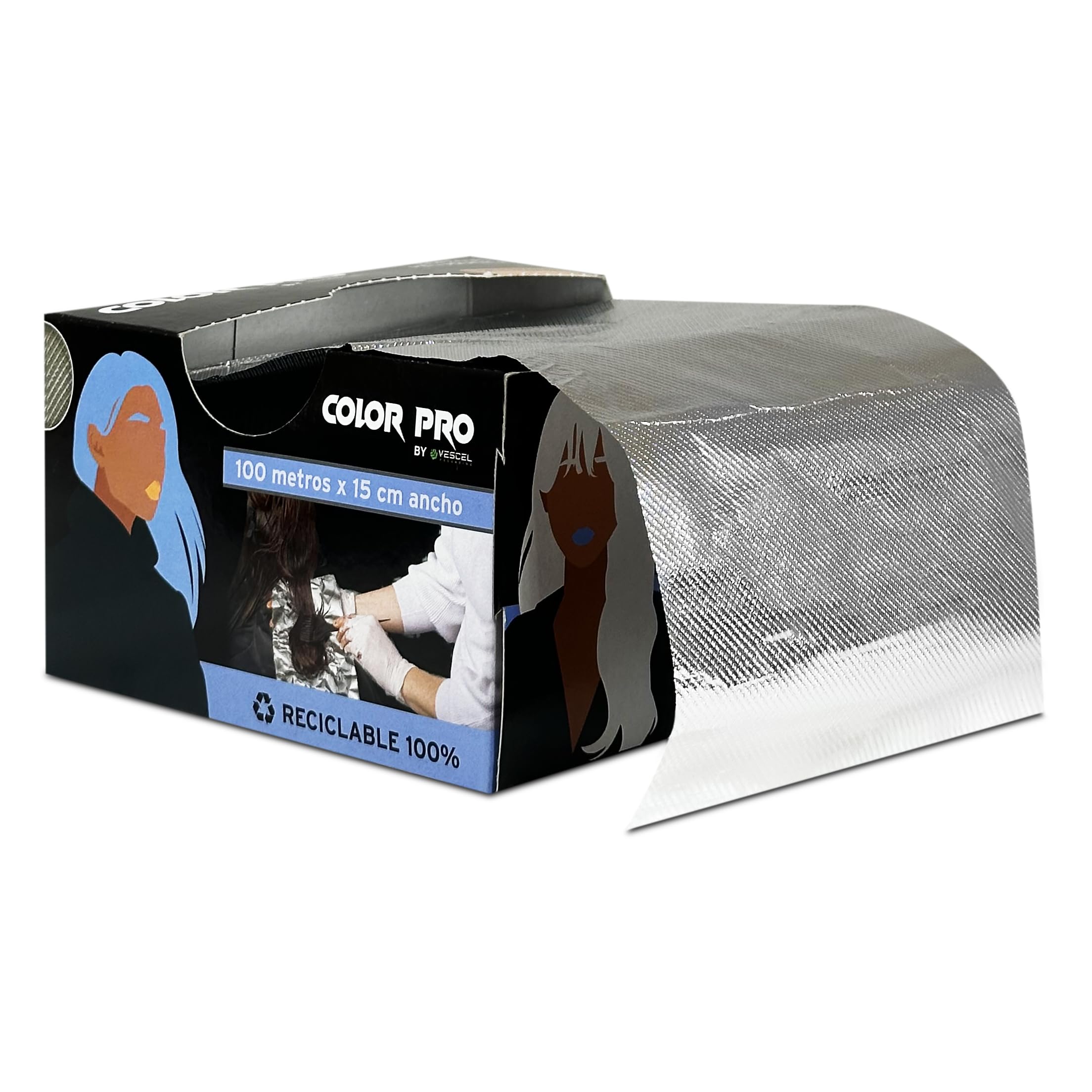 Papel Aluminio Peluquería Profesional 15 cm x 100 m | Papel Aluminio para Mechas, Decoloración, Coloración y Tintes (2 unidades)