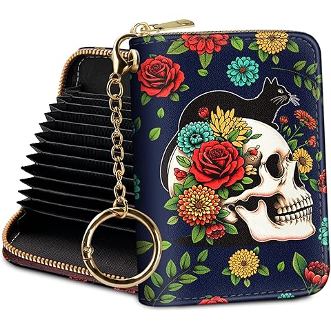 Credit Card Holder RFID Wallet, Small Card Holder Wallet for Women with Keychain Zi...