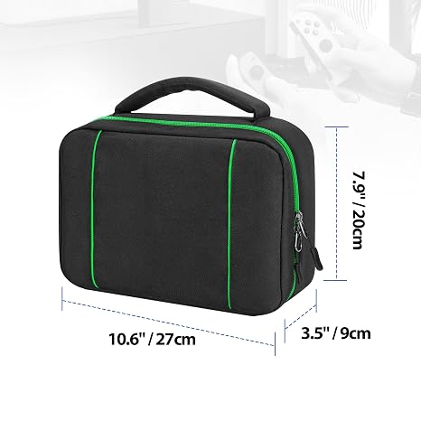 PGmoon Controller Travel Carrying Case Compatible with PS5 / PS4 / Xbox / Switch Pro and More Controllers, Protective Storage Bag for 2 Controllers & Other Accessories, Green (Patent Design)