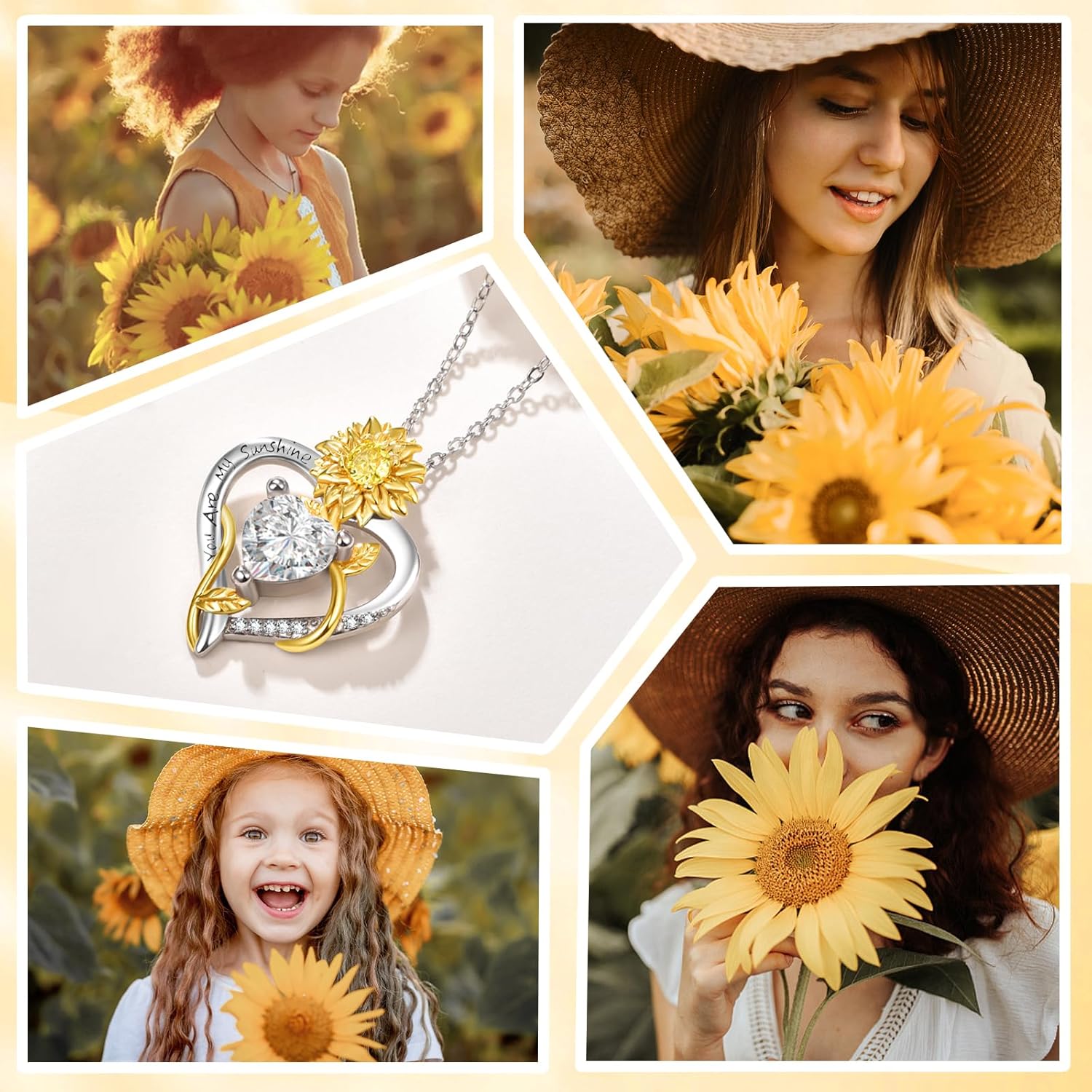 AENEAS Sunflower Necklaces for Women Sterling Silver You Are My Sunshine Necklace Sunflower Birthday Love Heart Mother's Day Gifts for Birthday Mothers Day Christmas Anniversary - Image 6