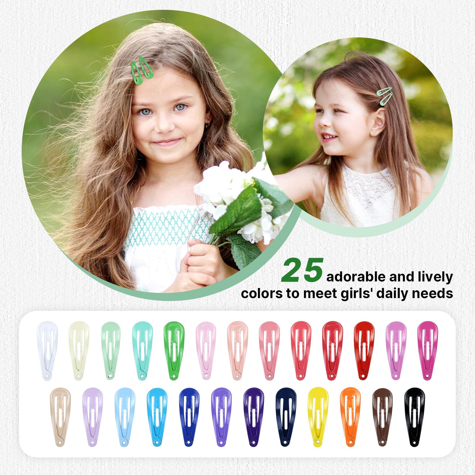 Cinaci 100pcs in 25 Candy Colors 3cm/1.2" Small Metal Snap Hair Clips Non Slip Hair Barrettes Bang Holders for Baby Girls Toddlers - Image 4