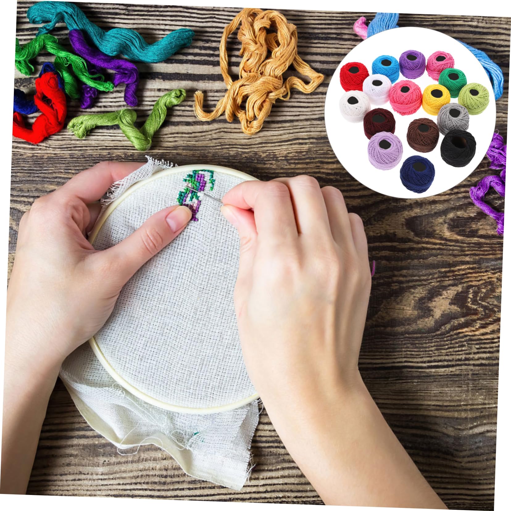 Exceart Häkelgarn, Baumwollgarn, Stickgarn, Regenbogenfarben, Kreuzstichgarn, Bastelarbeiten, Nähzubehör für Zuhause, Geschenkherstellung, 16 Rollen
