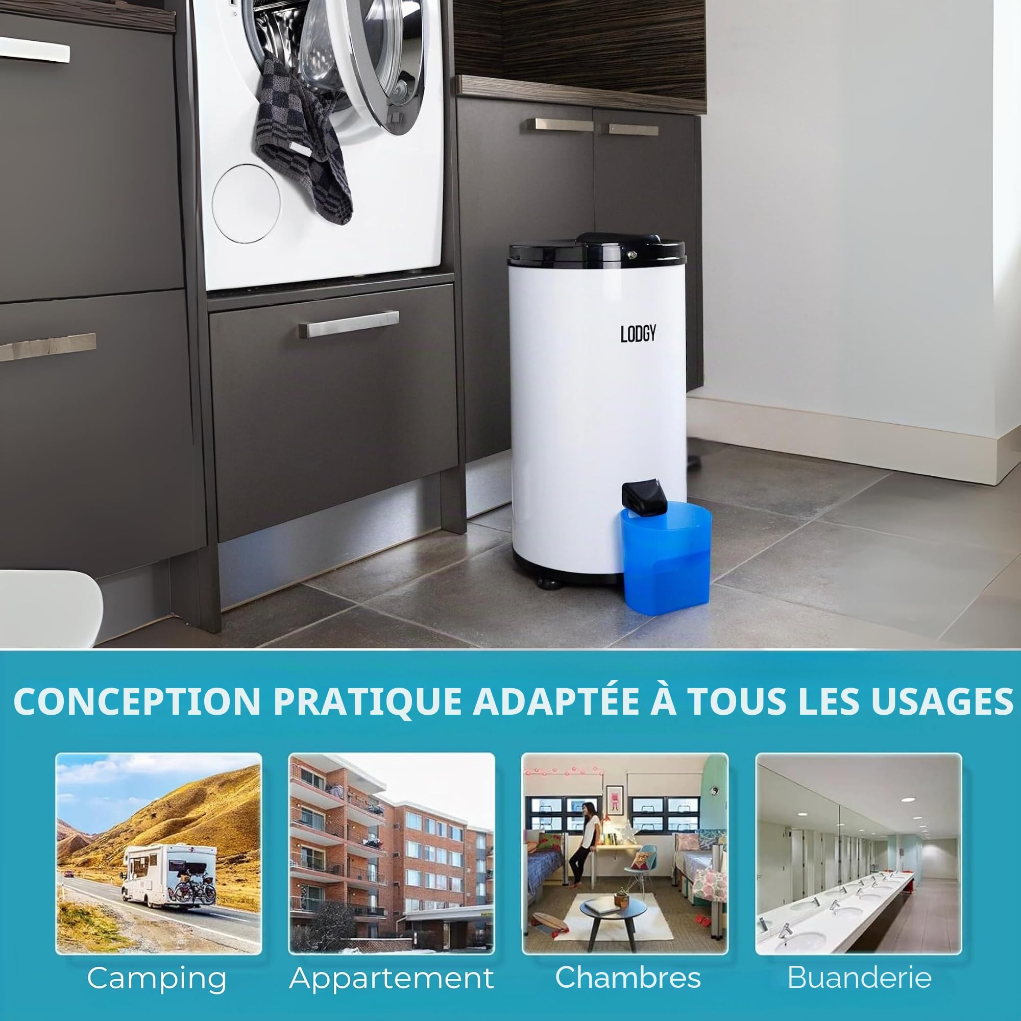 Lodgy - Centrifugeuse - Essoreuse sèche - Centrifugeuse pour Linge - Mini Sèche-linge - AAA+ (Blanc)