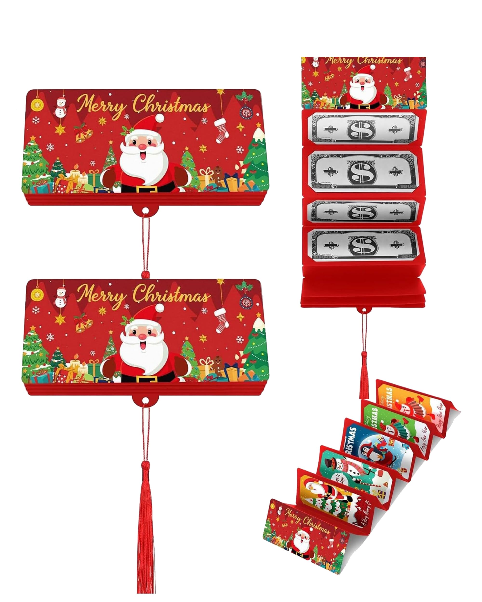 Christmas Money Wallets for Cash, Money Wallet, Money Cards for Cash, with 10 Card Slots,Christmas Money Holders Holiday Party Favors (Christmas red) — image 1