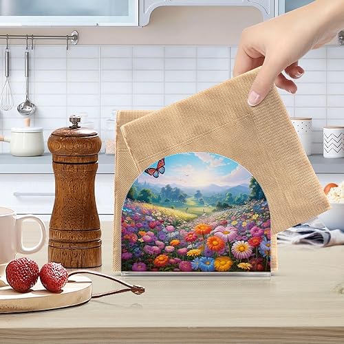 Miniatura 6 de Napkin Holder Spring Flowers Butterflies Napkin Holders for Tables, Clear Acrylic Napkin Holders Cocktail Napkin Holder for Kitchen Restaurant Bar
