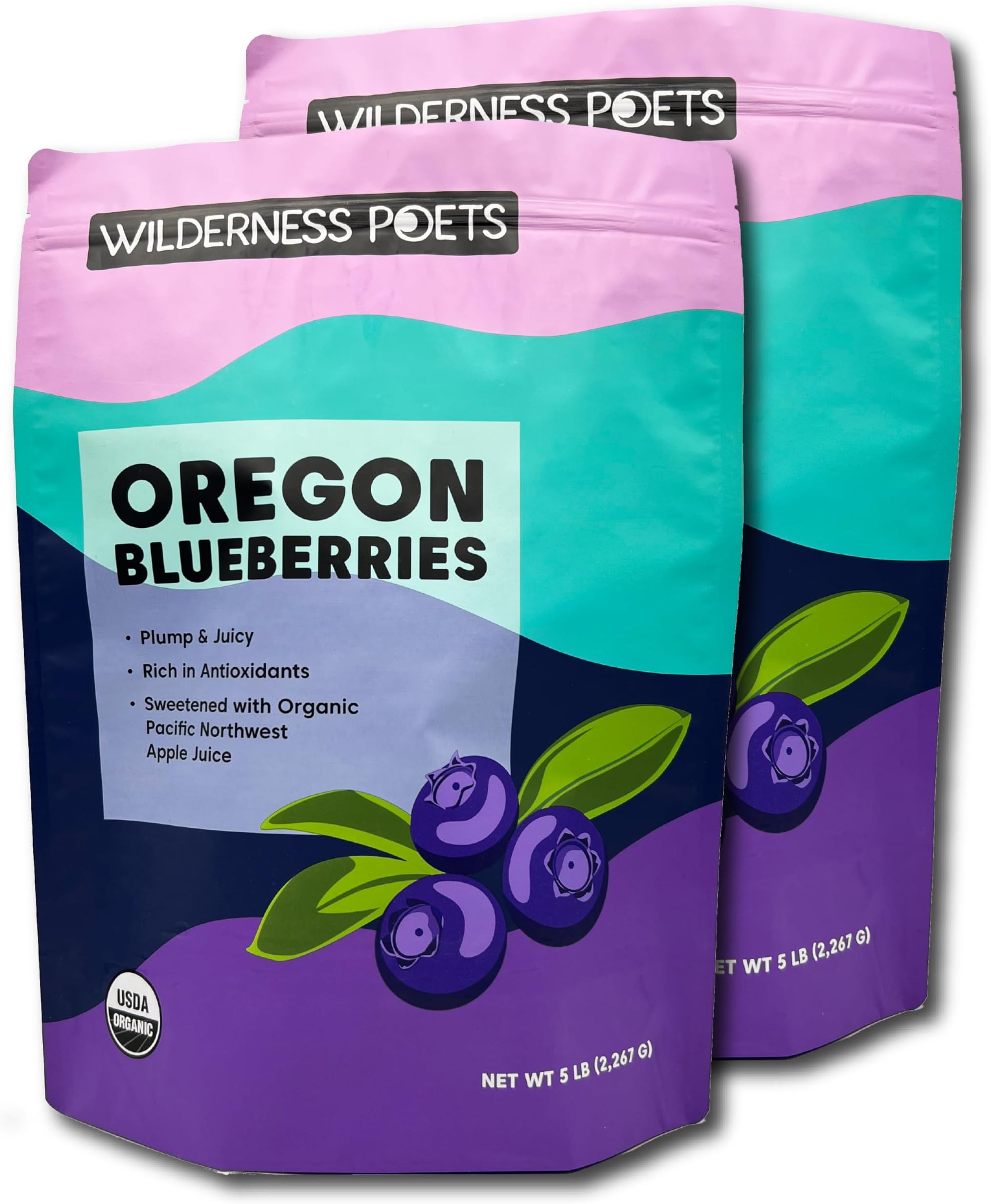 Wilderness Poets, Organic Oregon Blueberries (Sweetened with Apples) - Bulk Dried Fruit - 5 Pound (Pack of 2)