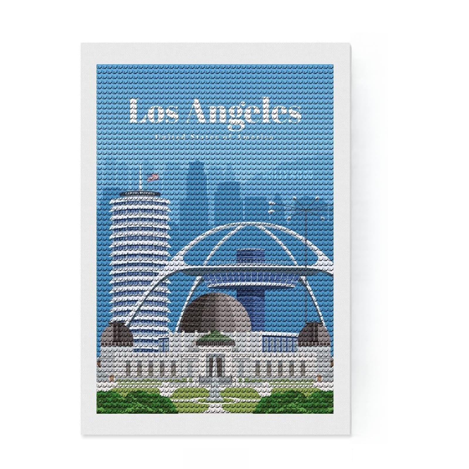 Junmoney Travel to LA Diamond Art Kit 8"x12", Satisfying Creative Project, Creative Leisure Activity, Cosy Home Accent, Christmas Gift