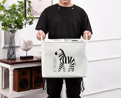 Miniatura 7 de DECOMOMO Cestas de almacenamiento para estantes, contenedor de almacenamiento de lona de 40 L para decoración de guardería, ropa de bebé, juguetes