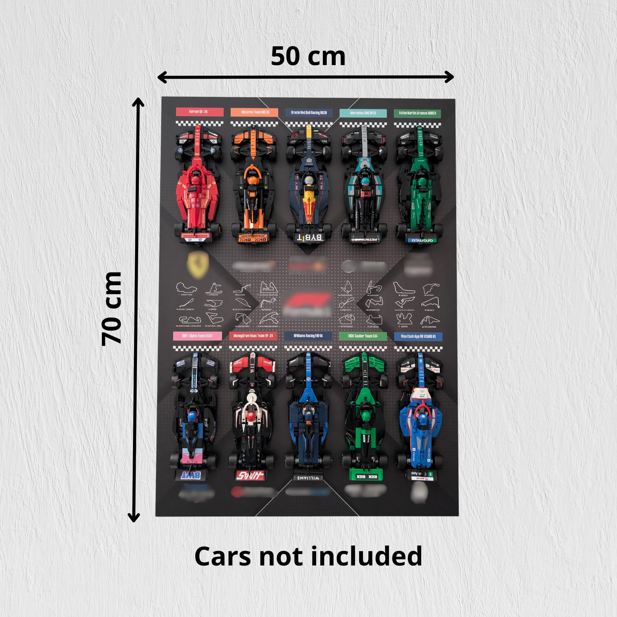 Display da incorniciare, 50 x 70 cm, per collezione LEGO F1 Speed Champions, supporto Forex 3 mm, decorazione da parete per collezionisti