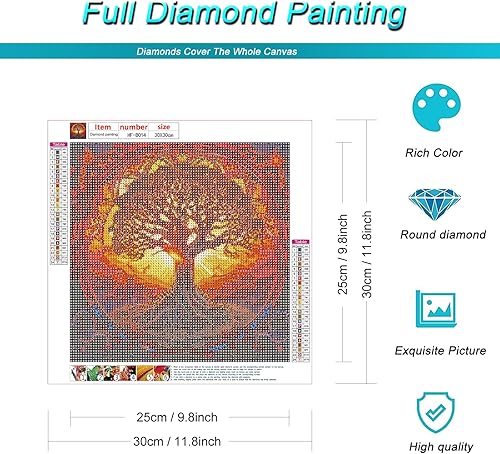 Miniatura 5 de hill froeistung Kit de pintura de diamantes 5D con diseño de árbol de la vida, para manualidades, arte de diamante redondo completo para adultos,