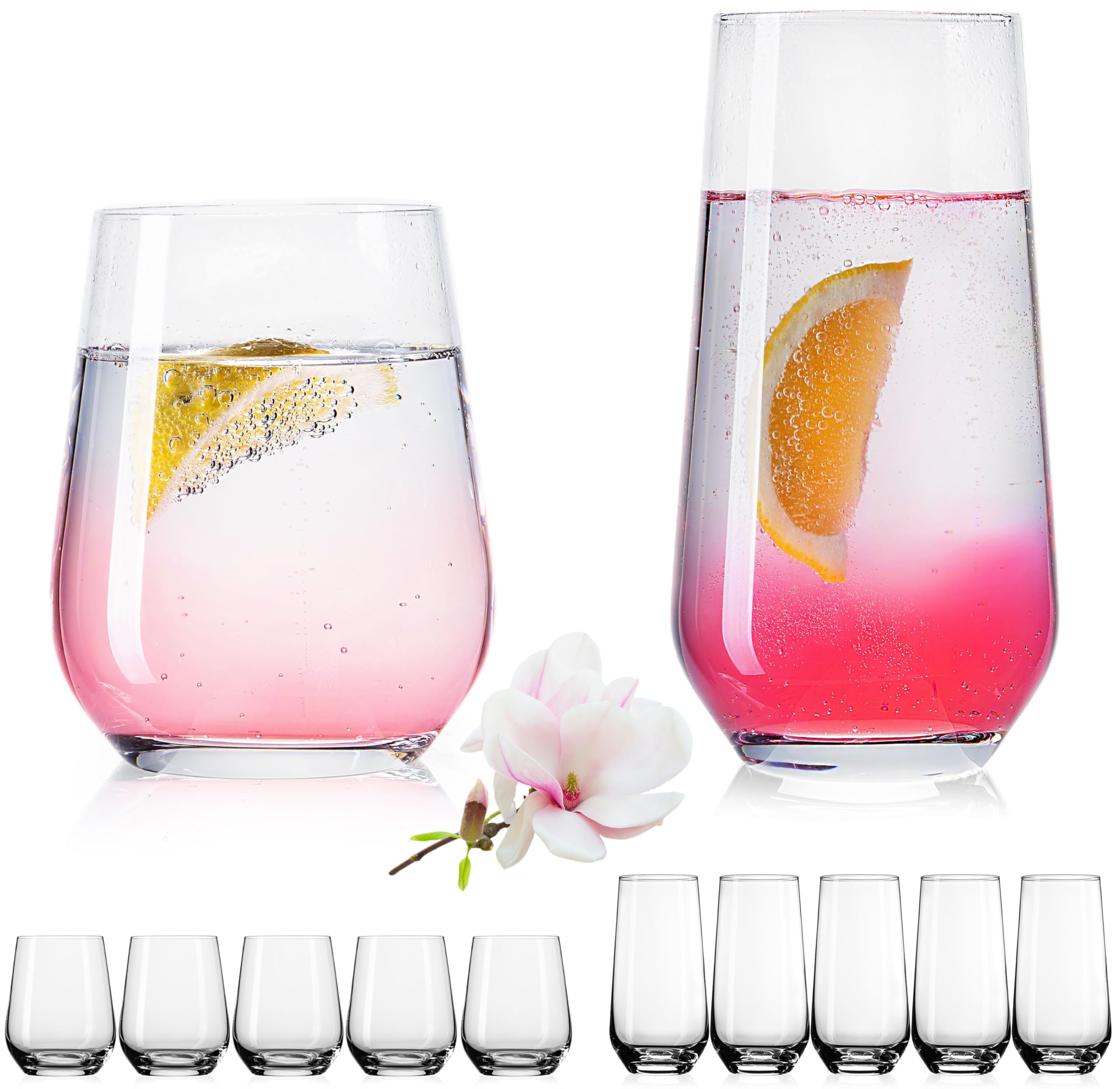 Imperial - Vasos de cristal (450 ml y 520 ml, 12 unidades)