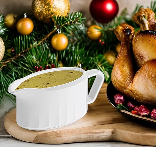 Gravy Boat - Capacidad de 21 onzas - Jarra de crema de porcelana clásica para salsas, fácil de verter, diseño elegante