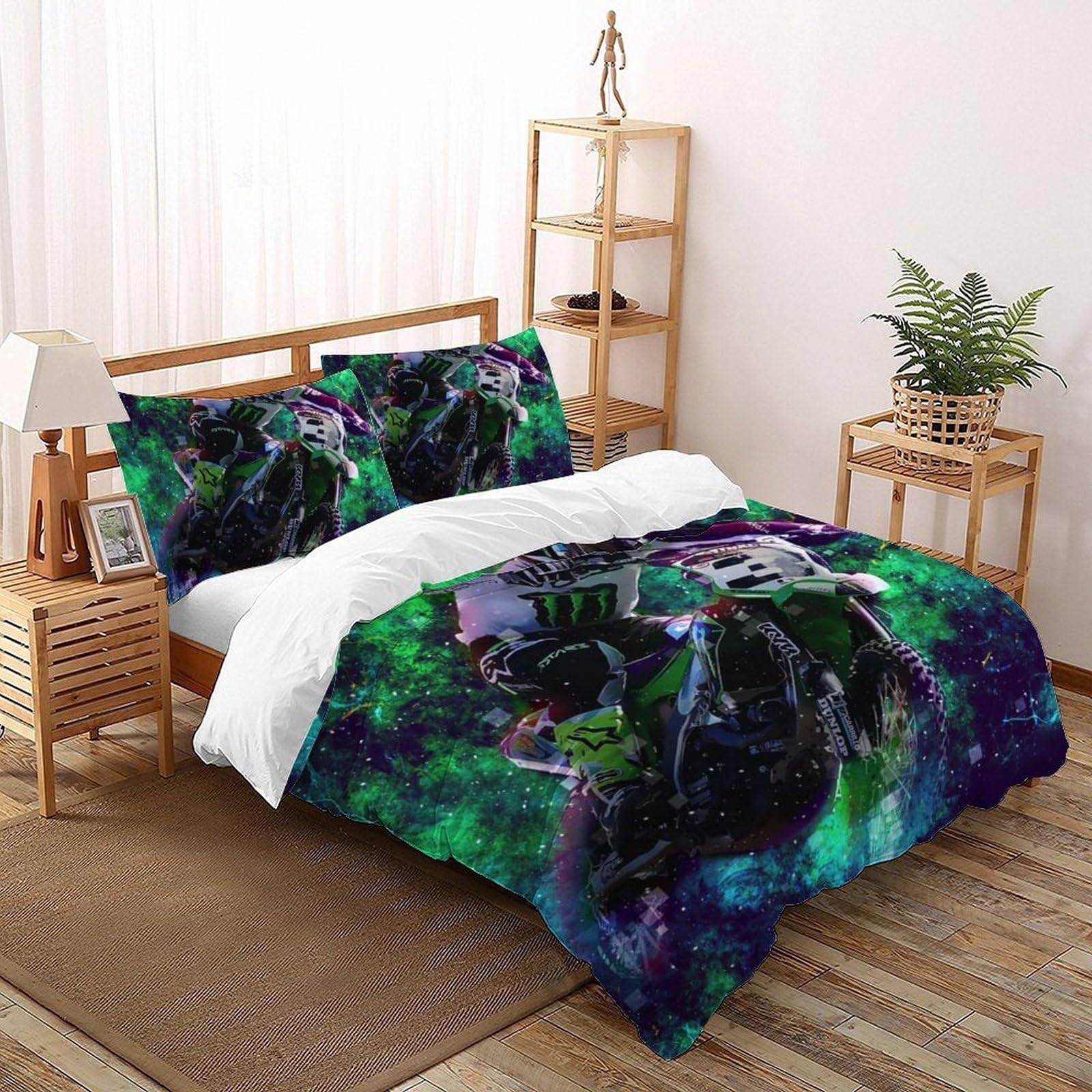 Housse de couette facile à changer 200x200 cm avec fermeture éclair pour lit enfant