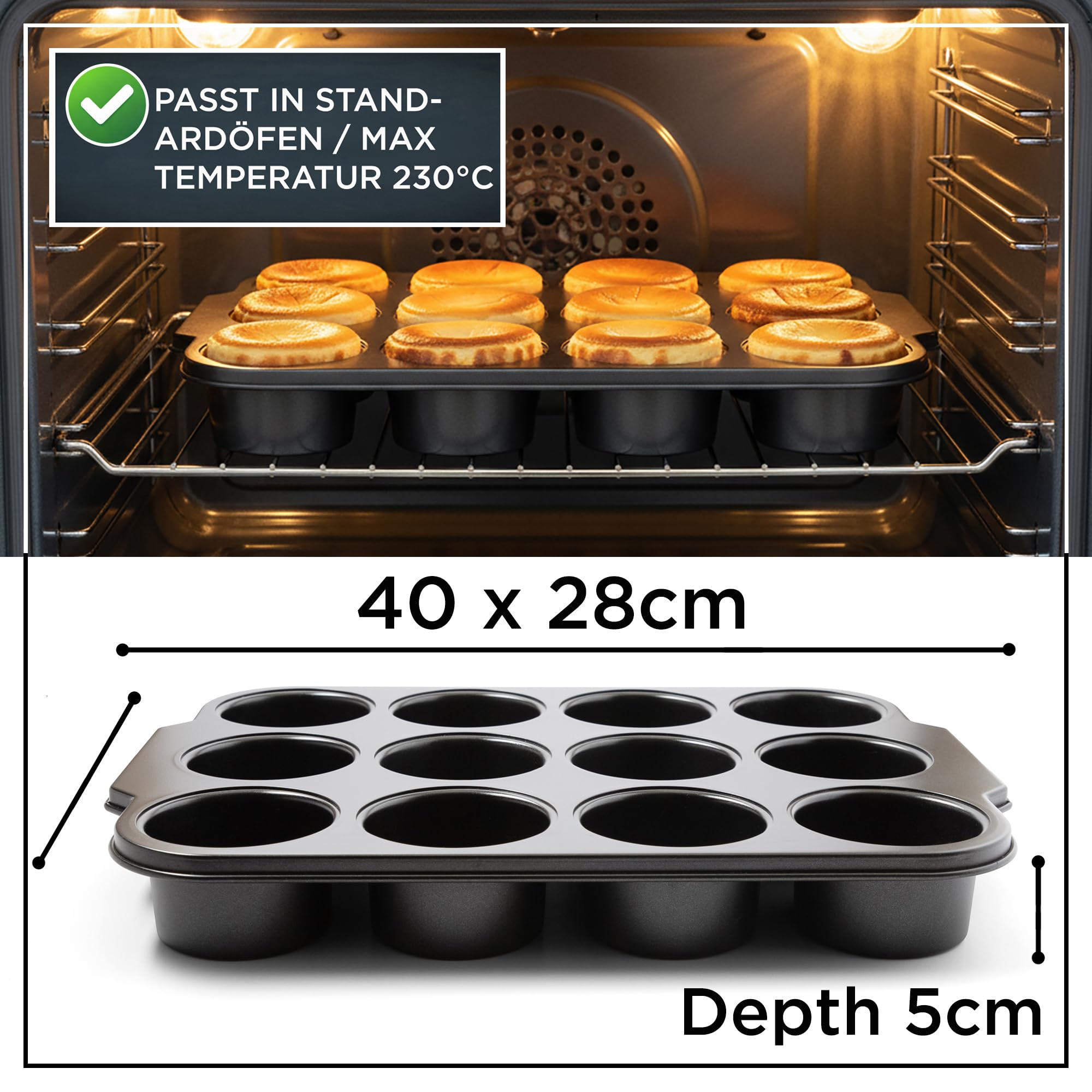 Wrenbury Mini Käsekuchenform 12er mit Losem Boden – Antihaft Karbonstahl Törtchen Formen PFOA-Frei – Kuchenform Ofenfest bis 230°C – für Cheesecake, Muffins & Törtchen
