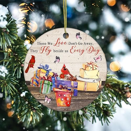 Miniatura 2 de Adornos de recuerdo de Navidad con texto en inglés «Those We Love Don't Go Away», adornos de cerámica para colgar en el árbol de Navidad,