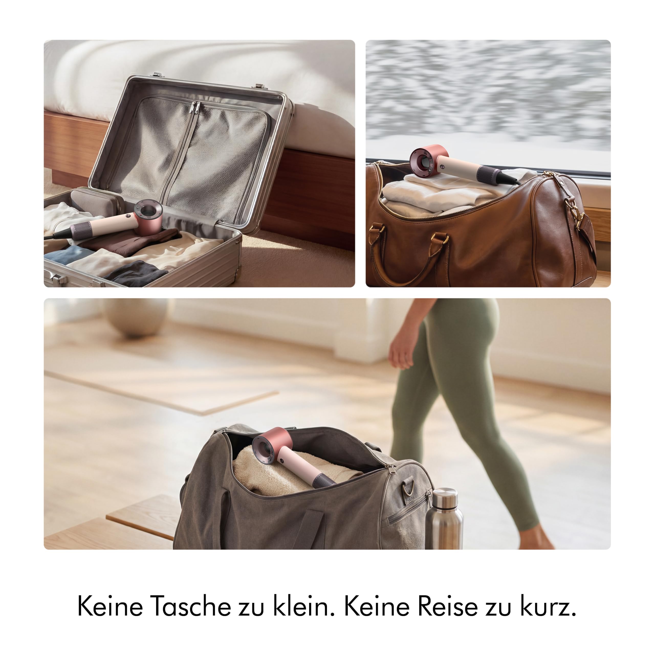 Dyson Supersonic Travel™ Haartrockner – Kompakt & Leicht, Schnelles Trocknen, 1220W, Universaler EU-Stecker, Intelligente Temperaturregulierung, ideal zum Reisen, Ceramic Pink/Rose Gold