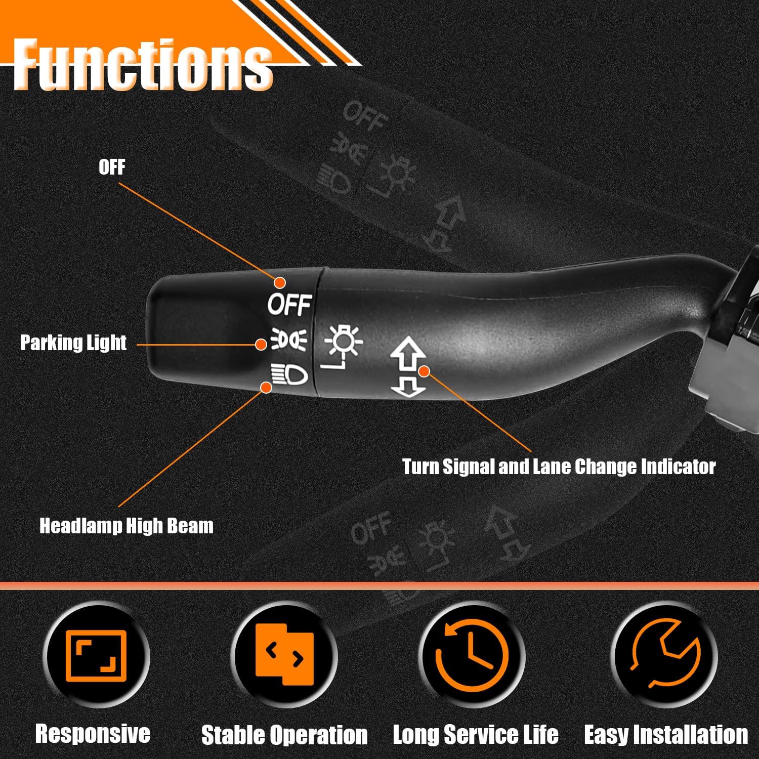 Headlight Dimmer Turn Signal Switch for Honda Civic 2001-2005, CR-V 2002-2006, Element 2003-2008, Pilot 2003-2008, Multifunction Combination Turn Signal Switch Replace# 35255-S5A-A01,CBS1079