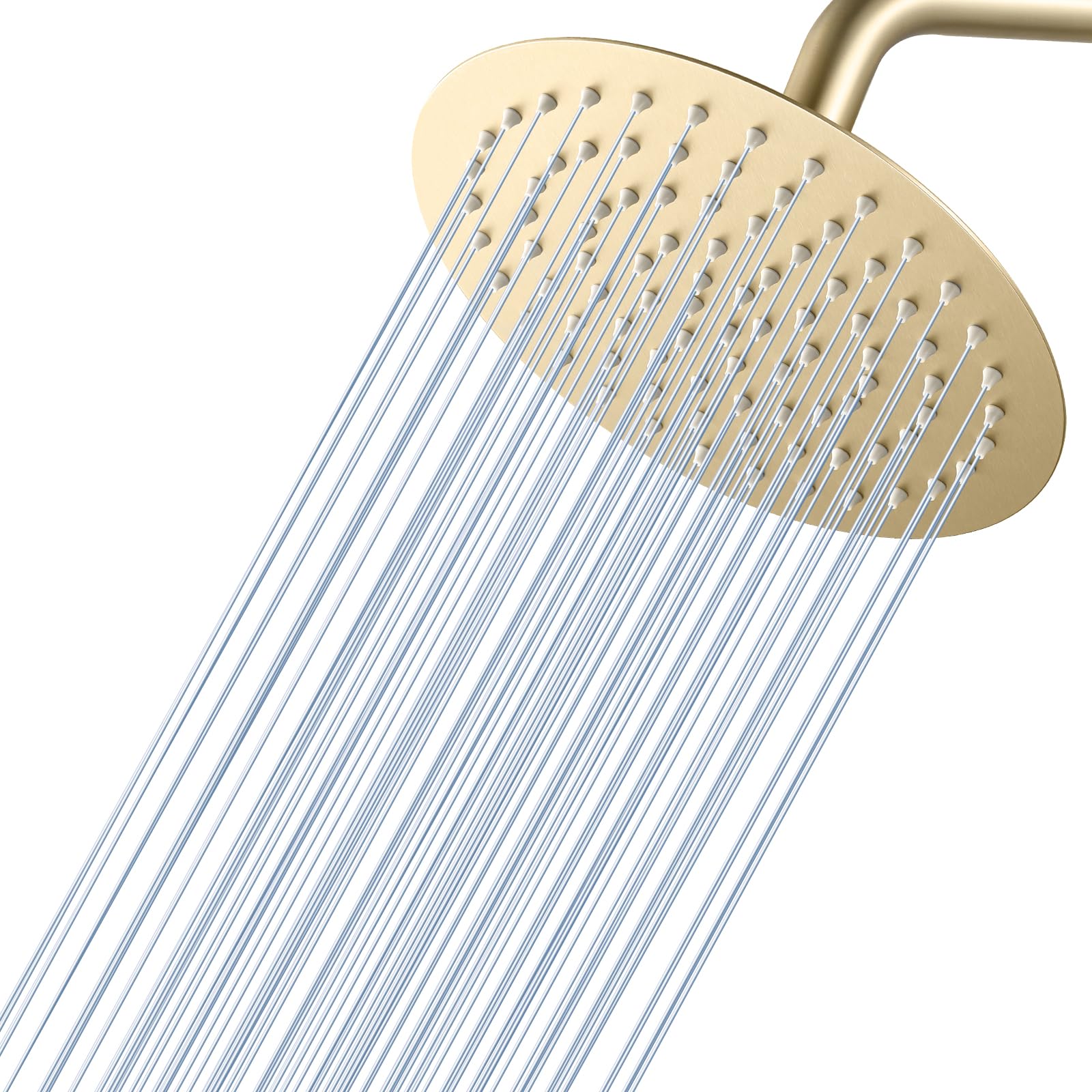 KINLIV Round Shower Head Rain Shower 20 cm Gold, Rain Shower Head 8 Inches, 304 Stainless Steel Shower Durable, Self-Cleaning, 90 Anti-Clogging Silicone Nozzles