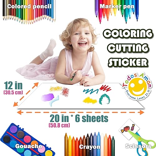 Miniatura 20 de Rollo de papel de dibujo para colorear adhesivo sin ensuciar, divertida actividad terapéutica relajante para niños pequeños, niños y adultos