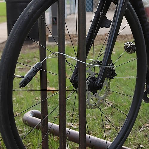 Miniatura 6 de 7Penn Candado de cable de acero con combinación de vaso de 4 dígitos, cable de 3 pies de largo en negro, combo ajustable para equipaje de bicicleta