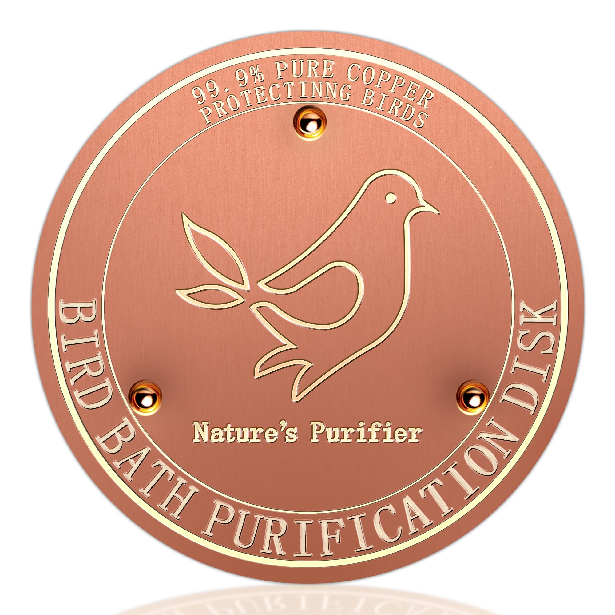 99.99% Pure Copper Disc for Bird Bath, Bird Bath Copper Disk 0.6mm Thick with Triple-Point Support for Physical Safe Clean Water 4in Purification Disc for Outdoor Birdbaths Bowl All-Season Use