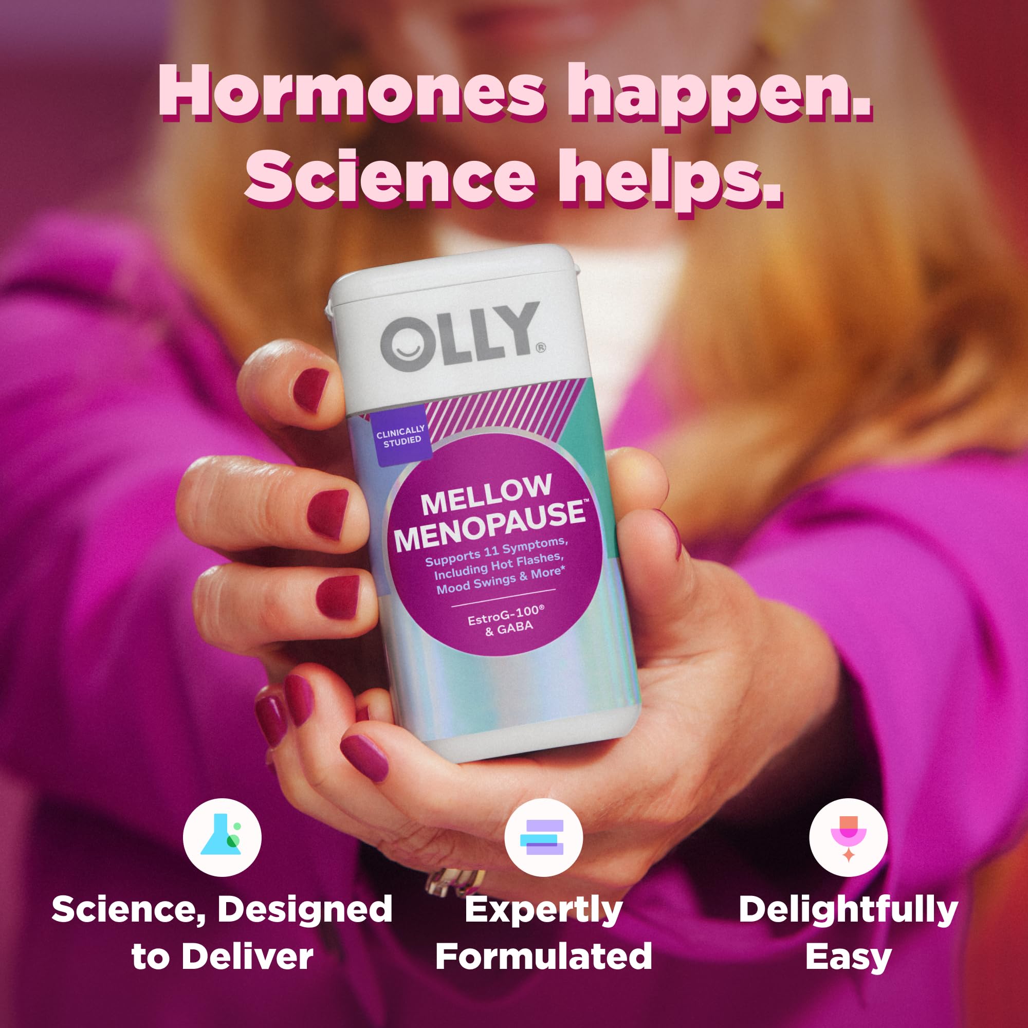OLLY Mellow Menopause Supplements, Supports 11 Symptoms* - 30 Count — Amazon image 4