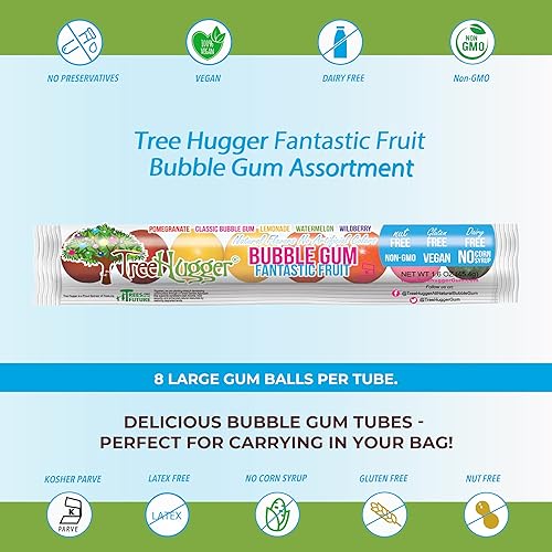 Miniatura 2 de Tree Hugger Goma de burbujas totalmente natural, fruta fantástica, 1.6 onzas (paquete de 12)