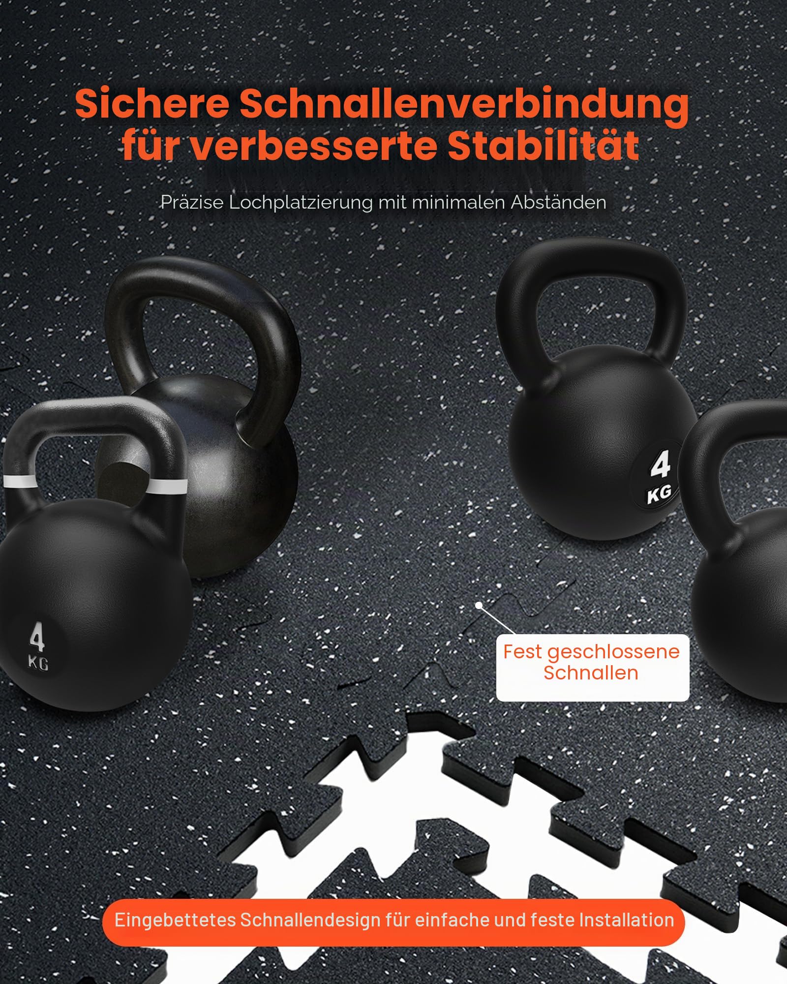 VEVOR Bodenmatten 12 STK. Gummioberfläche & Eva-Schaum, 61 x 61 cm Trainingsmatten mit 48 Quadratfuß Abdeckung, ineinandergreifende Gymnastikmatten für Fitnessstudio Garage, Schwarz & Weiß