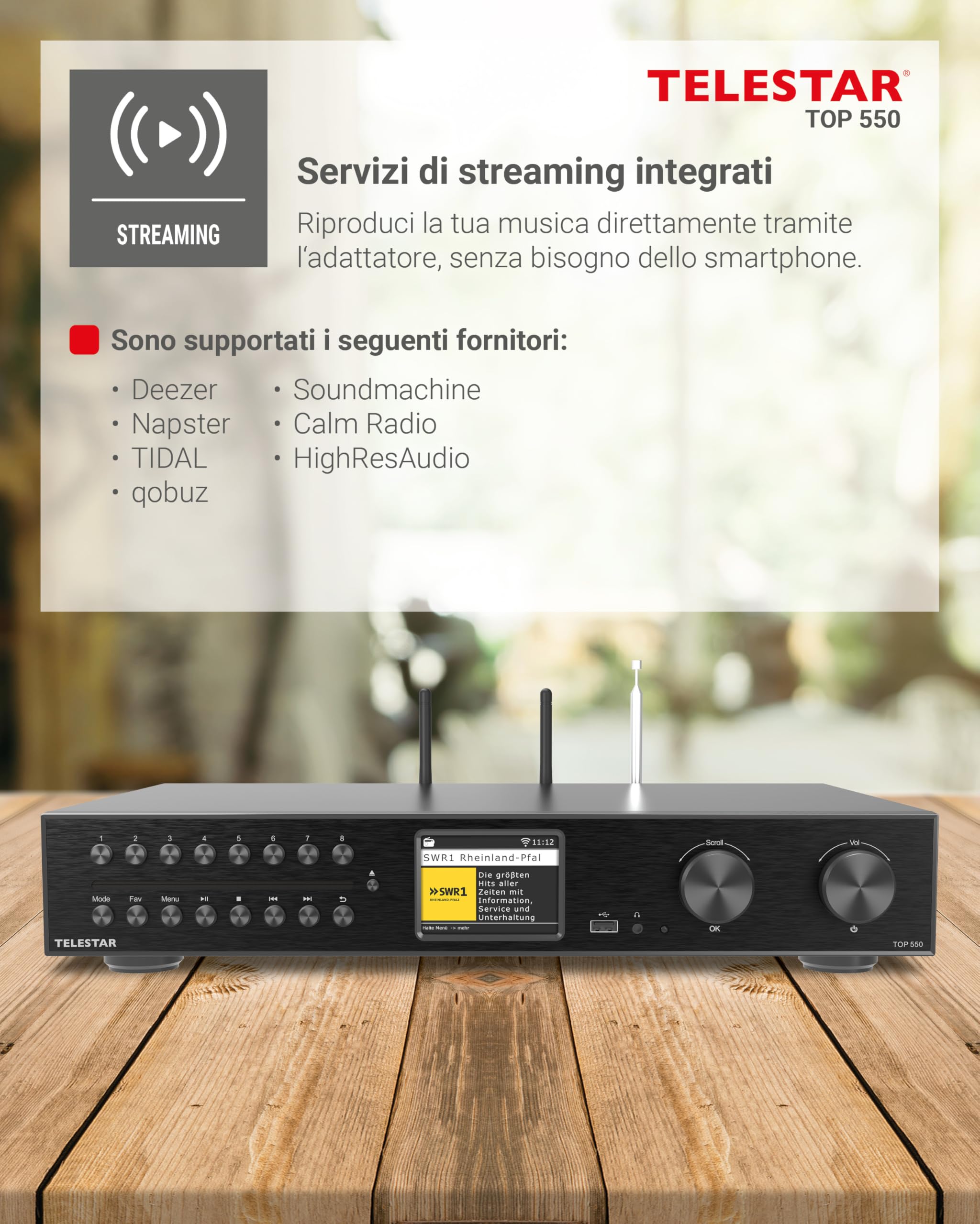 TELESTAR TOP 550 Sistema Hi-Fi con amplificatore e lettore CD 43 cm 2×30 W Radio Internet DAB+ Bluetooth Nero