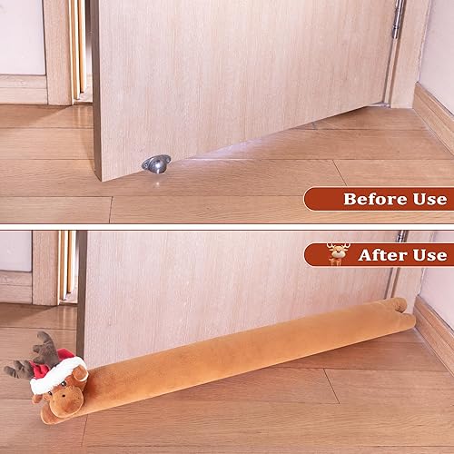 Miniatura 4 de My OLi Tope de corrientes de aire para debajo de la puerta, de 36 pulgadas, relleno de Navidad, resistente, bloqueador de corrientes de aire, ruido,