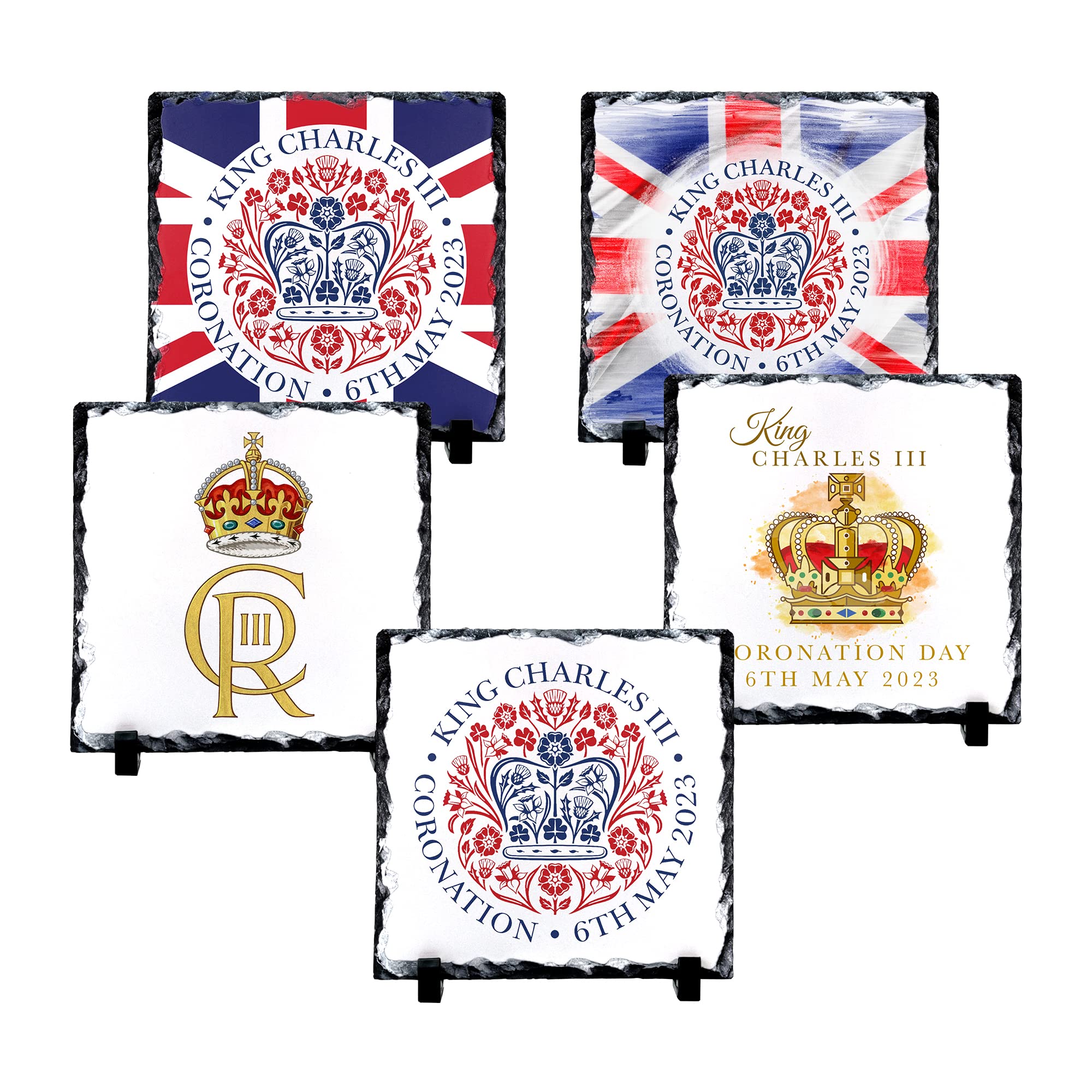 Kings Coronation Rock Slate 15x15cm 2023 Official All 5 Collection King Charles III Commemorative Souvenir Gift His Majesty The King Royal Memorabilia Gifts Coronation Memorabilia
