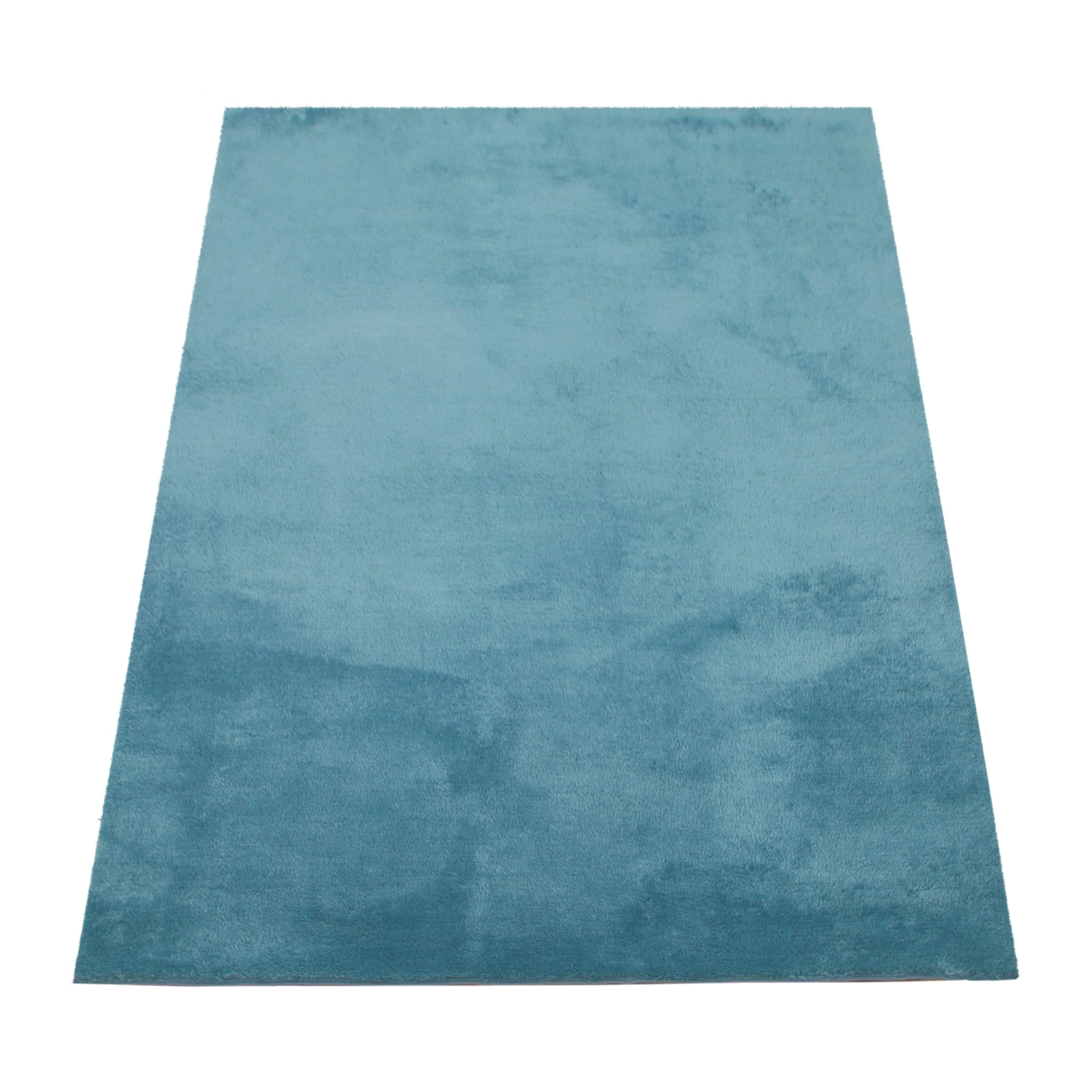 Paco Home Teppich Wohnzimmer Kurzflor Weich rutschfest Modern Einfarbiges Muster blau Türkis, Grösse:200 cm Rund