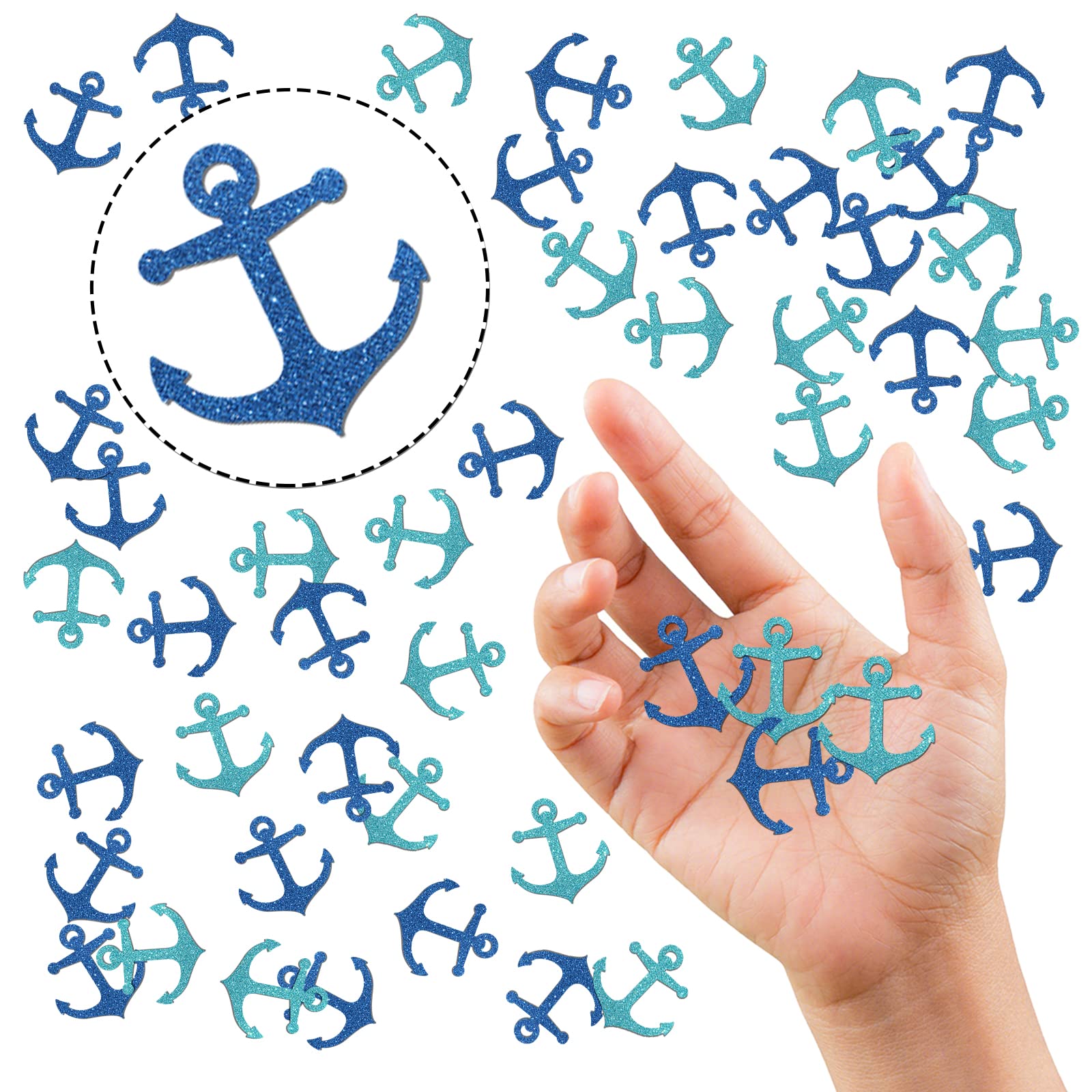 120 Stück Nautisches Konfetti – Schiffsanker-Glitzer, Für Ozean-Party, Babyshower, Hochzeit