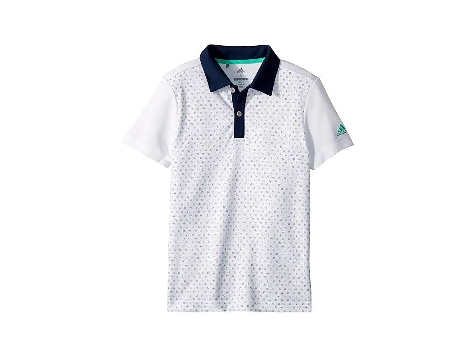 

adidas Golf Kids Micro Dot Print Polo (Big Kids) (White) Boy's Clothing