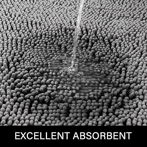 Miniatura 5 de LOCHAS Juego de 2 alfombras de baño de 17 x 24 pulgadas más 20 x 32 pulgadas de grosor, antideslizantes, alfombra de baño de felpilla suave y