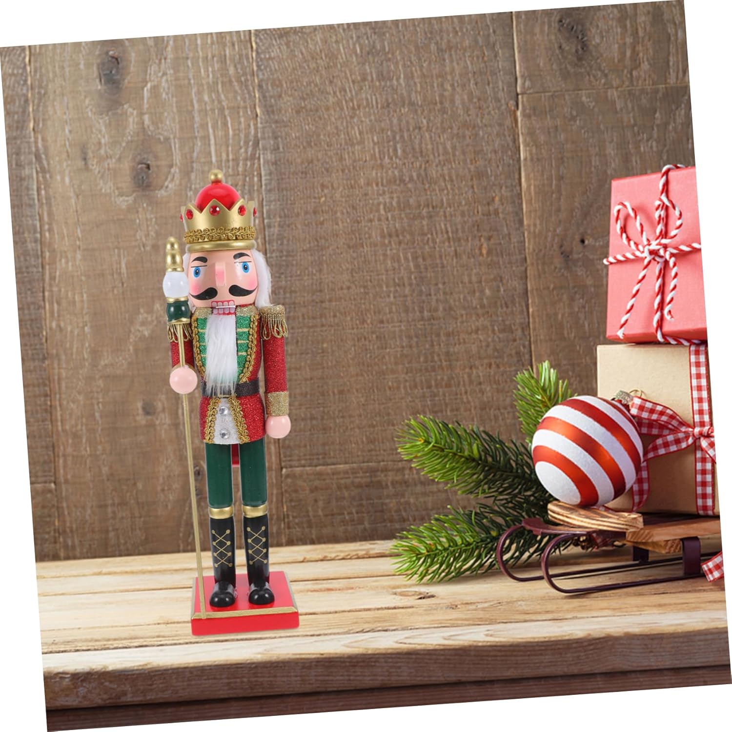 Cabilock Traditional Christmas Nutcracker Ornament for Holiday Table Decoration Vivid Desktop Collectible for Festive Fireplace and Kitchen Countertop