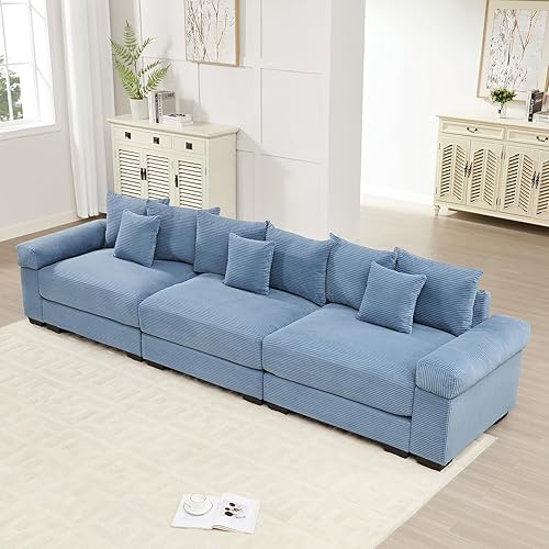 Miniatura 30 de Sofá modular de gran tamaño de 117.3 pulgadas, sofás modulares grandes de pana para sala de estar, sofás de 3 plazas, moderno juego de sofá de