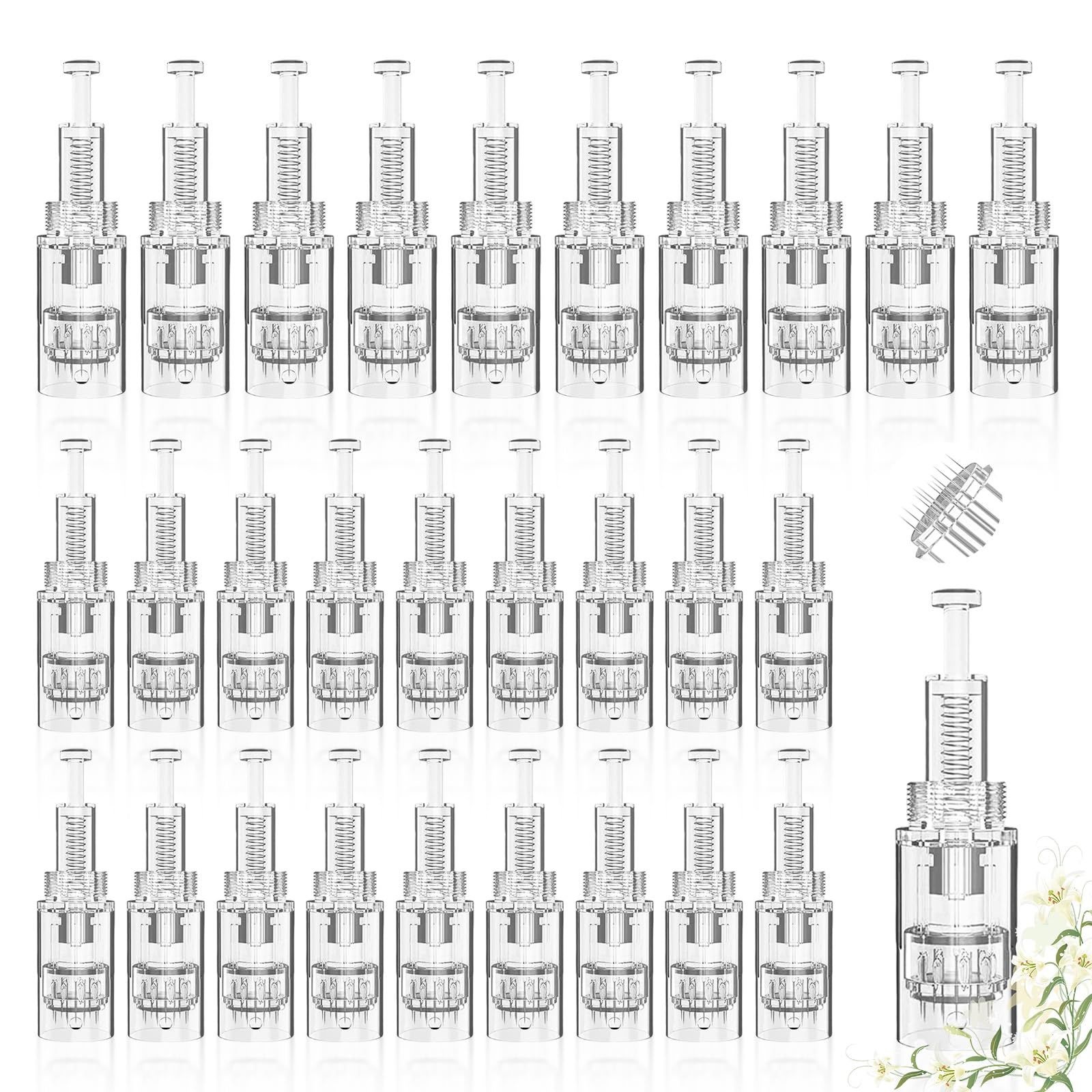30 Stücke Microneedling Nadeln 36 Pins Ersatz Derma Pen Mikronadel Microneedling Ersatz Nadelpatronen Micro Nano Nadeln Kartuschen Ersatzteile Dermapen Microneedling Gerät Ersatznadeln Needle Patrone