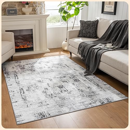 Istana 5x7 Area Rug - Grey Rugs for Living Room 5x7 - Foldable Rugs for Bedroom - Stain Resistant Washable Rug - Eco-Friendly Boho Area Rugs - Easy to Clean Living Room Rug
