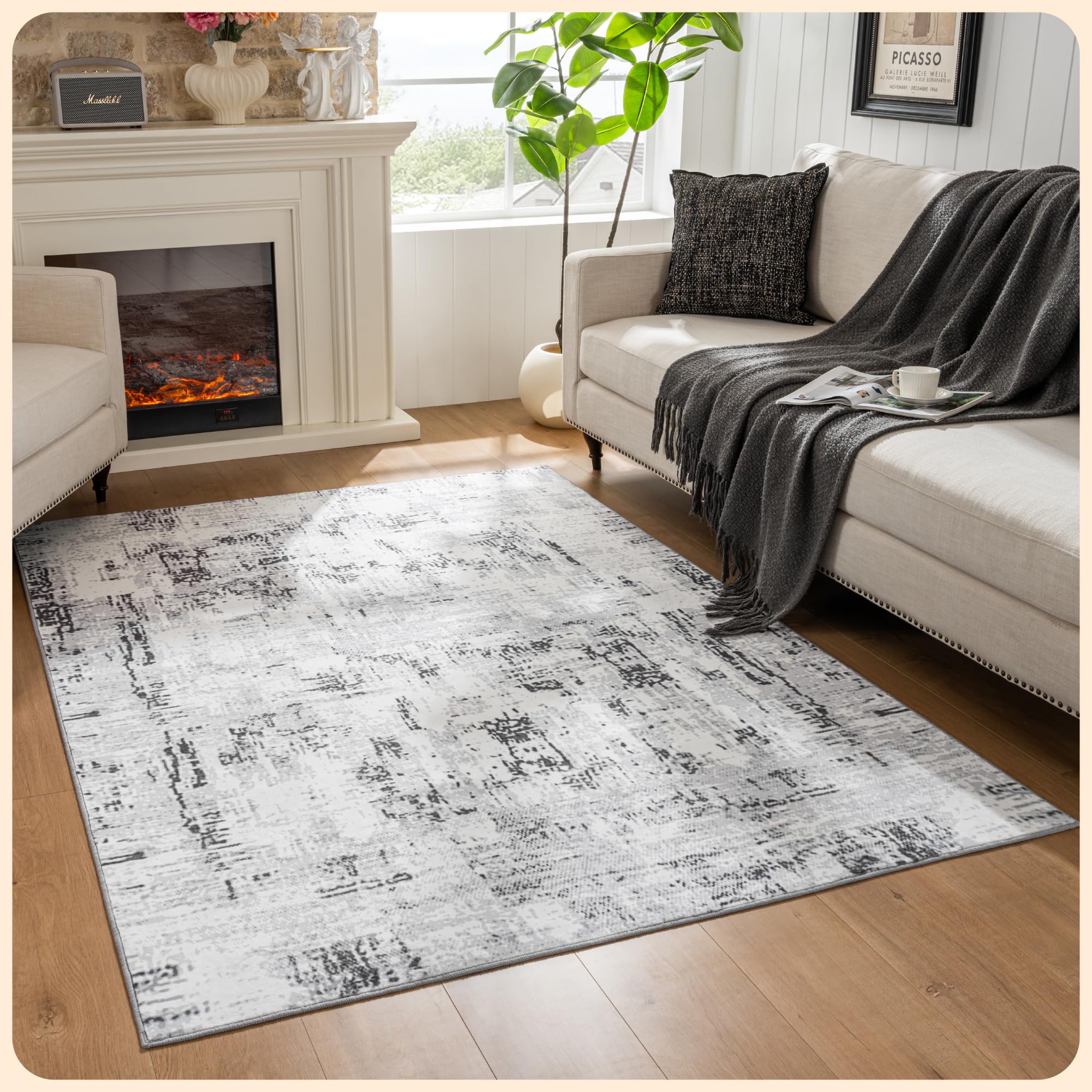 Istana 5x7 Area Rug - Grey Rugs for Living Room 5x7 - Foldable 5x7 Rugs for Bedroom - Stain Resistant 5x7 Washable Rug - Eco-Friendly Boho Area Rugs 5x7 - Easy to Clean Living Room Rug 5x7